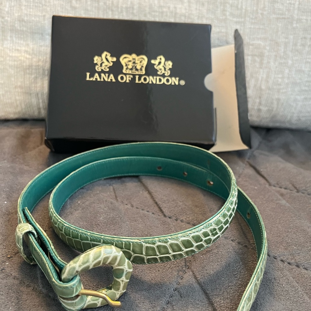 Lana Marks Alligator Skin Skinny Belt